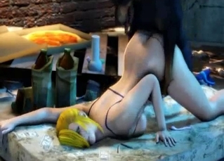 3D porn video featuring a blond-haired hoe