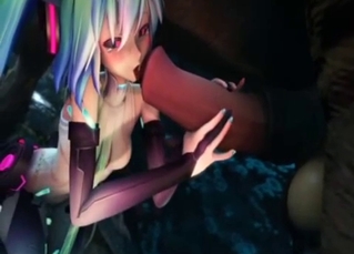 Tiny 3D loli jerking a big horse boner