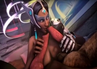 Overwatch-looking slut fucks dogs